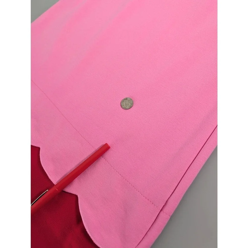 Kate Spade Girl Bow‎ Dress Pink Red Scalloped Hem Sleeveless Sz 14Y Large